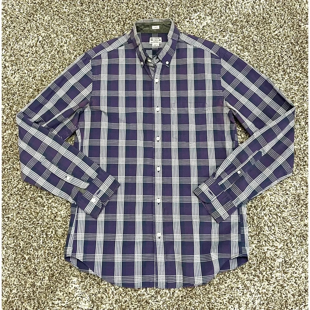 J.Crew Purple Plaid Shirt Slim Fit Long Sleeve Adult Men's Size M Medium
